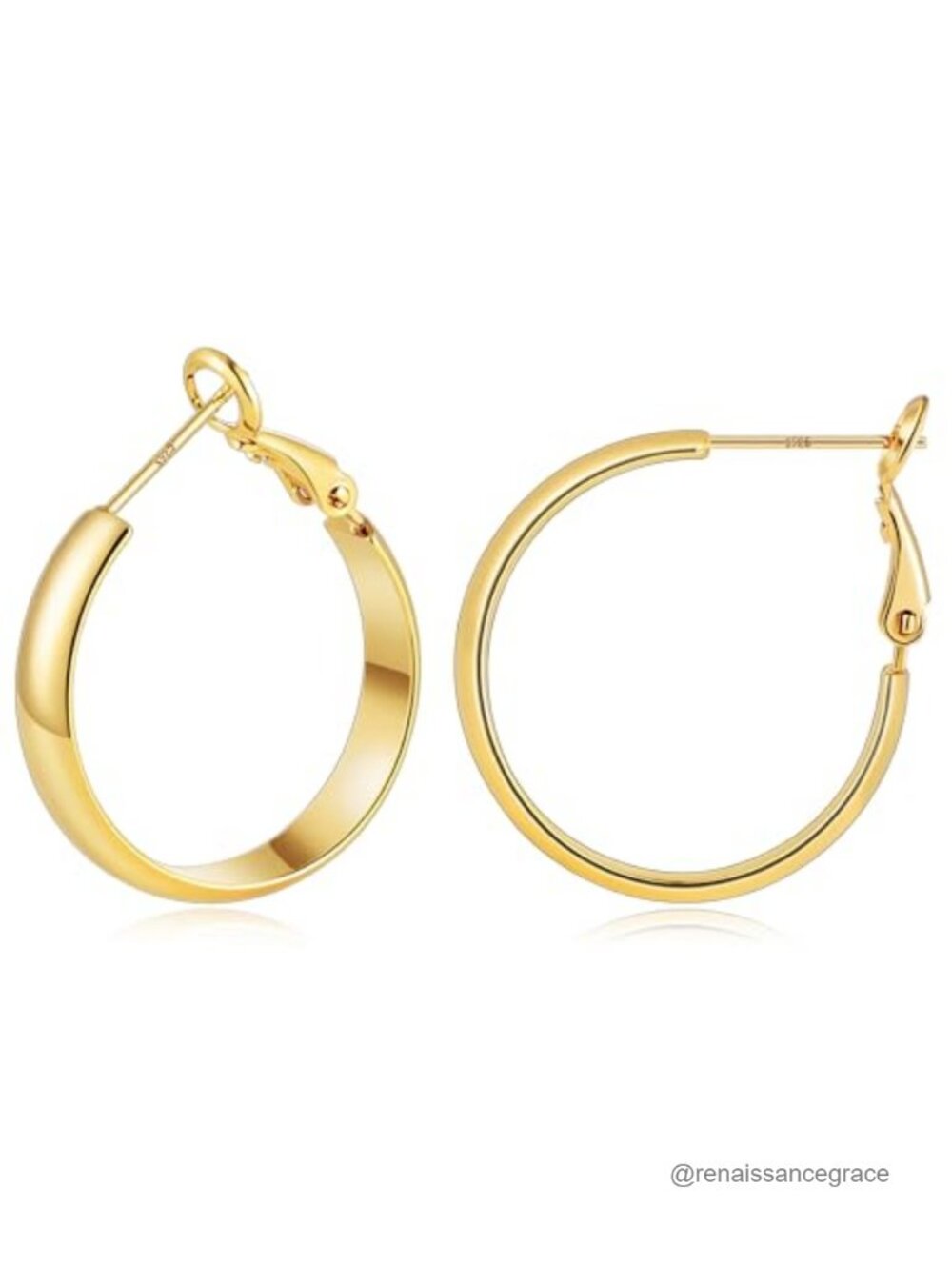 14K Gold Plated Hoop Earrings 925 Sterling Silver Post Lightweight
